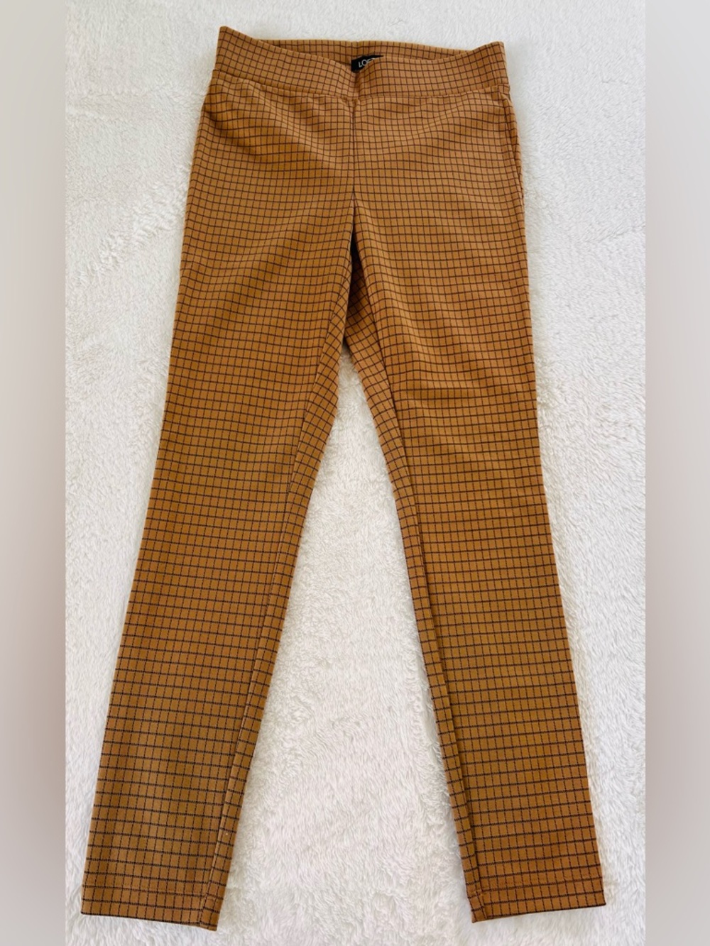 LOFT Black and Brown Grid Print Leggings